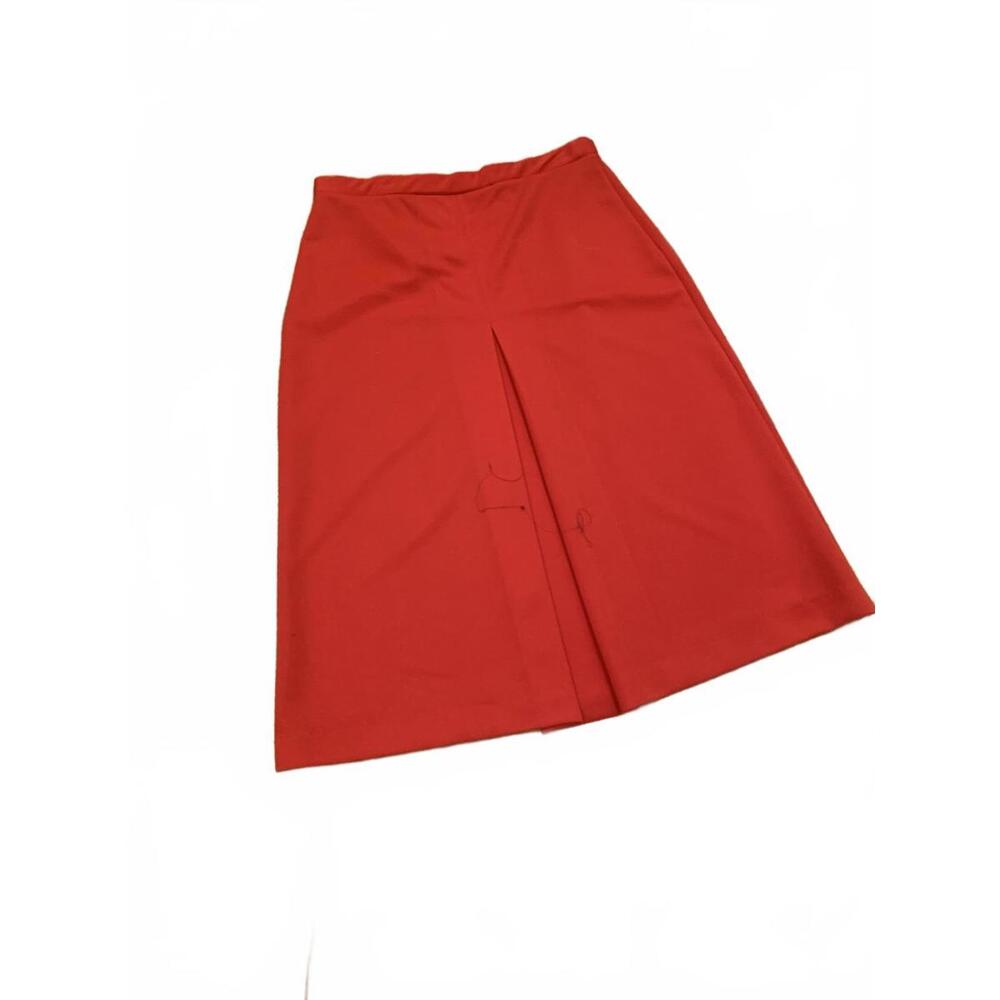 Vintage Red Women's A-Line Skirt with Front Pleat